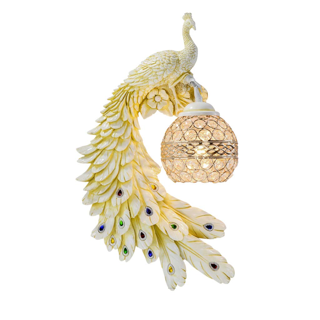 ZPTECH Modern Resin Wall Lamp - European Style Peacock Candle Light for Living Room, Bedroom, Staircase & Corridor - B11011 Nordic Decorative Lighting for Home & Office Ambiance