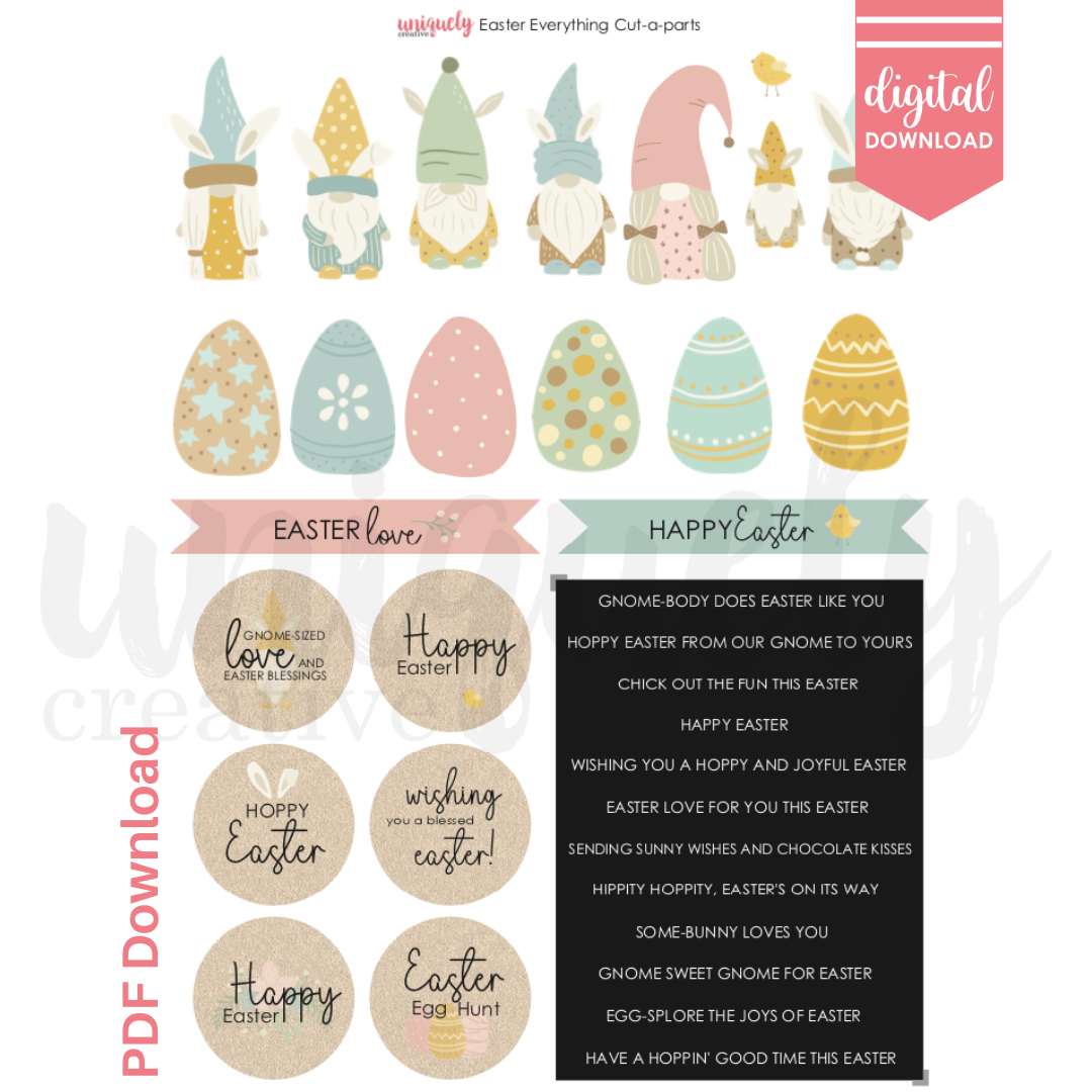 Easter Everything Cut a Part Sheet - Digital Download for DIY Crafts, Scrapbooking & Holiday Decorations