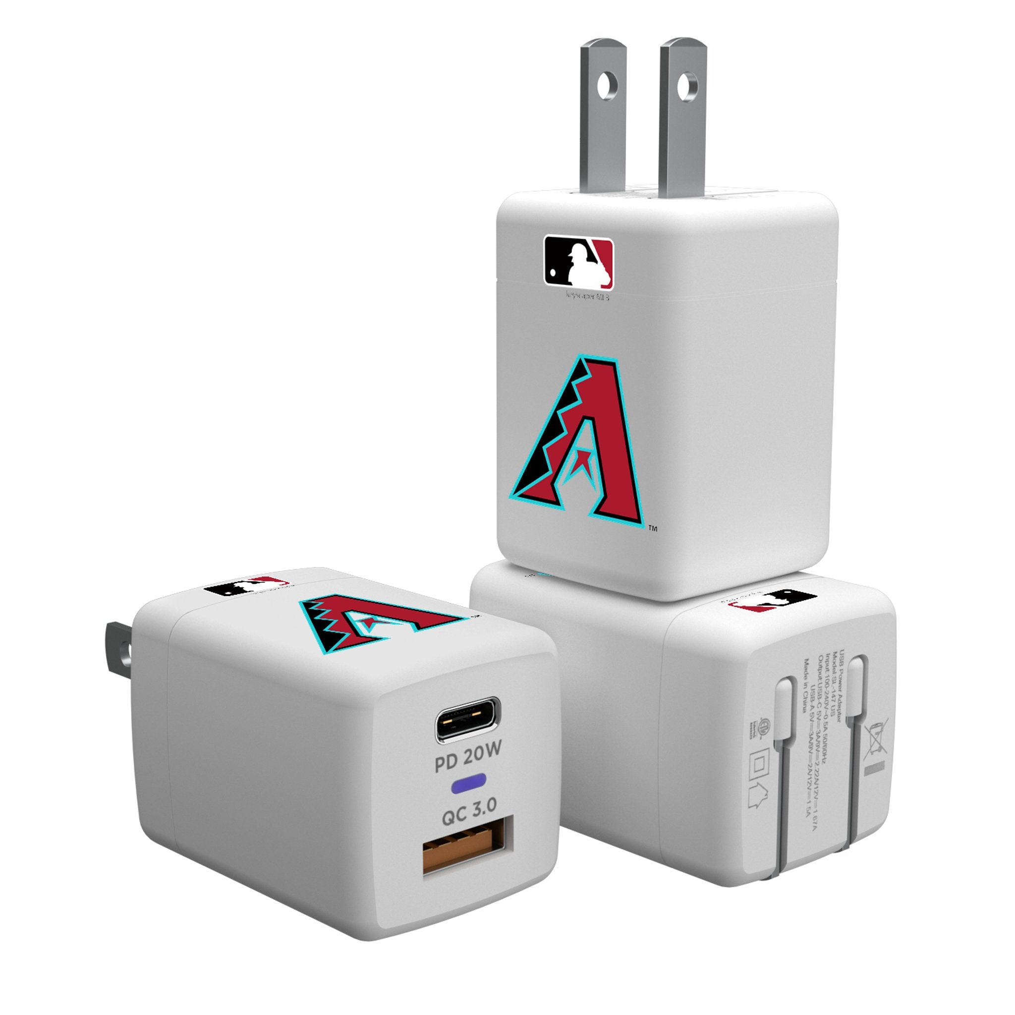Arizona Diamondbacks USB Charger - Fast Charging Cable for iPhone, Android, Samsung - Perfect for Home, Office, Travel & Game Day Accessories
