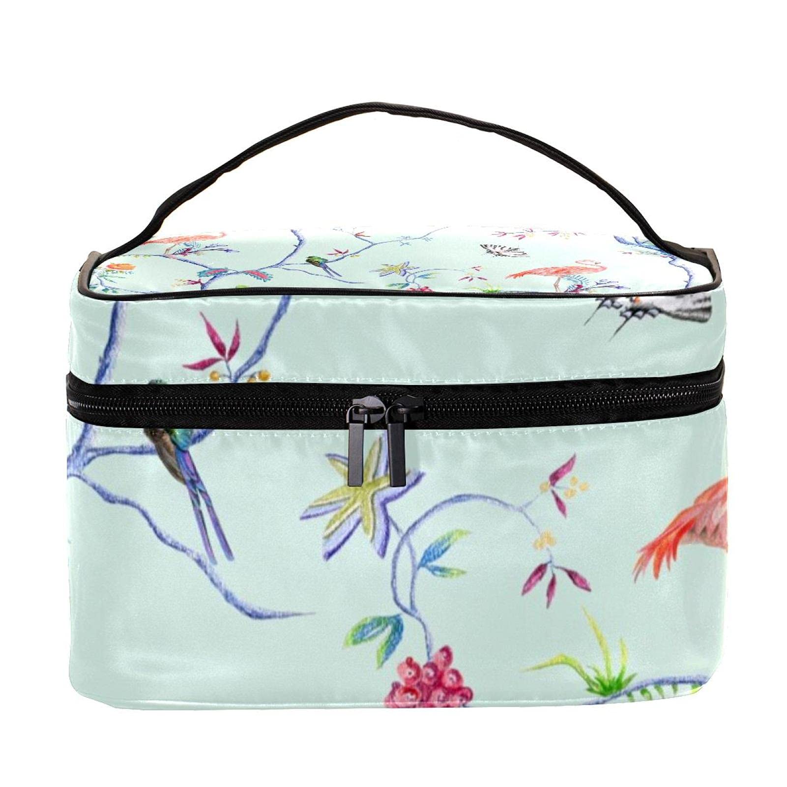 Handmade Floral Travel Makeup Bag with Zipper - Large Cosmetic Organizer for Women & Girls | Perfect for Travel, Gym, and Daily Essentials Storage (Flamingo, Dragonfly, Butterfly Design)