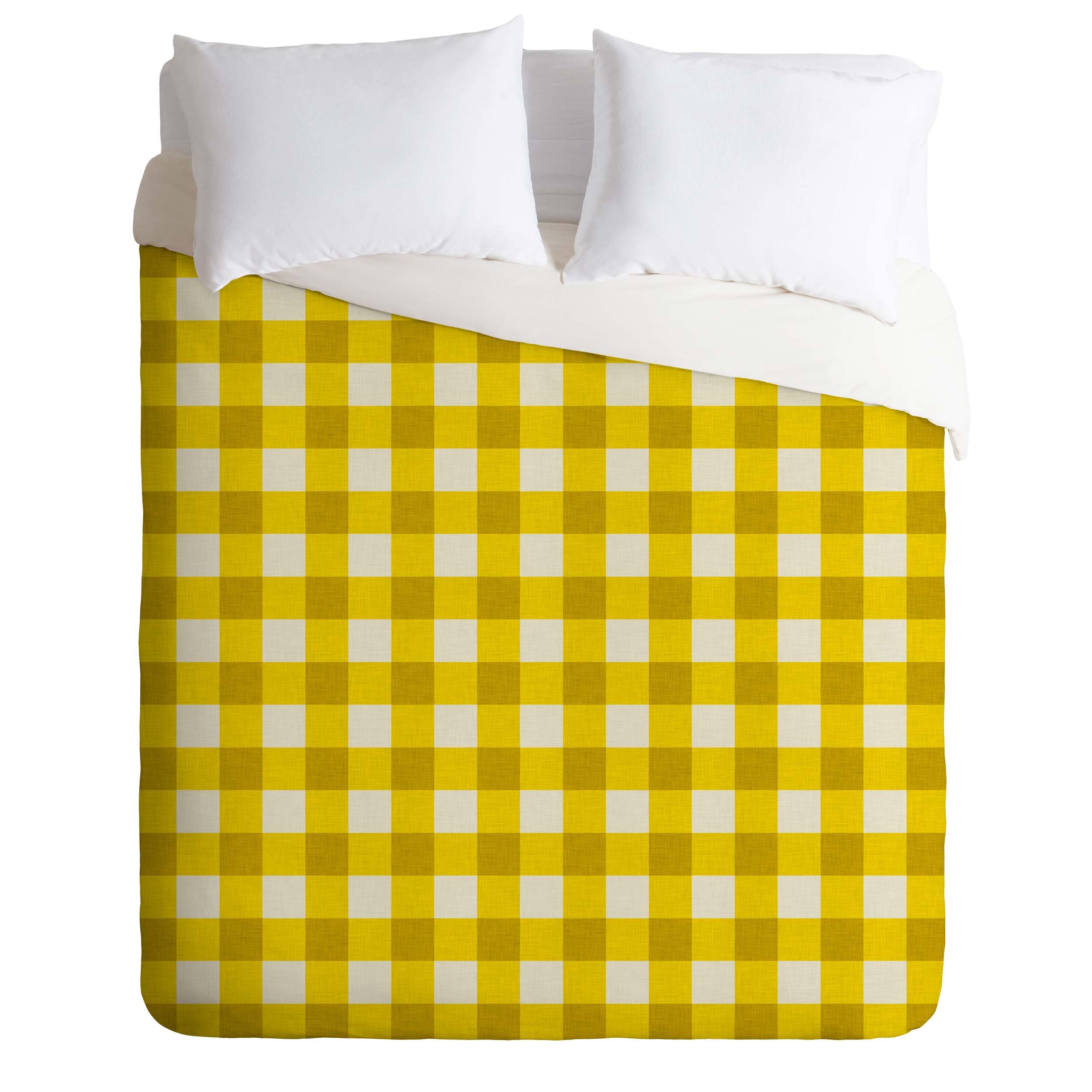 Deny Designs Holli Zollinger Yellow Gingham Duvet Cover Set - Twin/Twin XL Size - Soft Cotton Bedding for Kids & Teens Rooms - Perfect for Dorm, Guest Room & Cozy Bedroom Decor