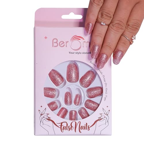 Beromt 12-Piece Acrylic False Nails Set - French Tip Artificial Nails with Nail Glue & Nail File | Long-Lasting Fake Nails for Salon-Quality Manicures at Home, Parties & Special Occasions