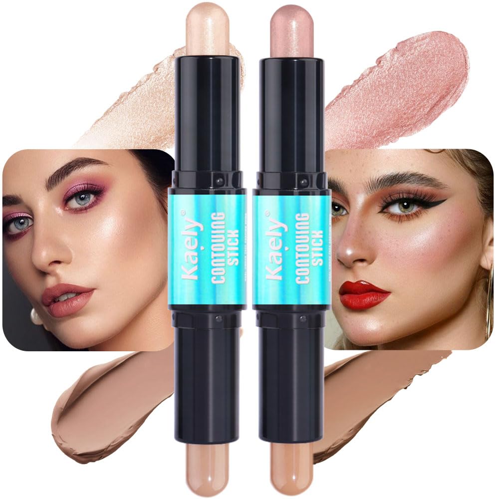 2-in-1 Contour Stick - Cream Bronzer & Highlighter Makeup Kit for Beginners | Fair & Light Medium Shades | Perfect for Daily Makeup & Contouring