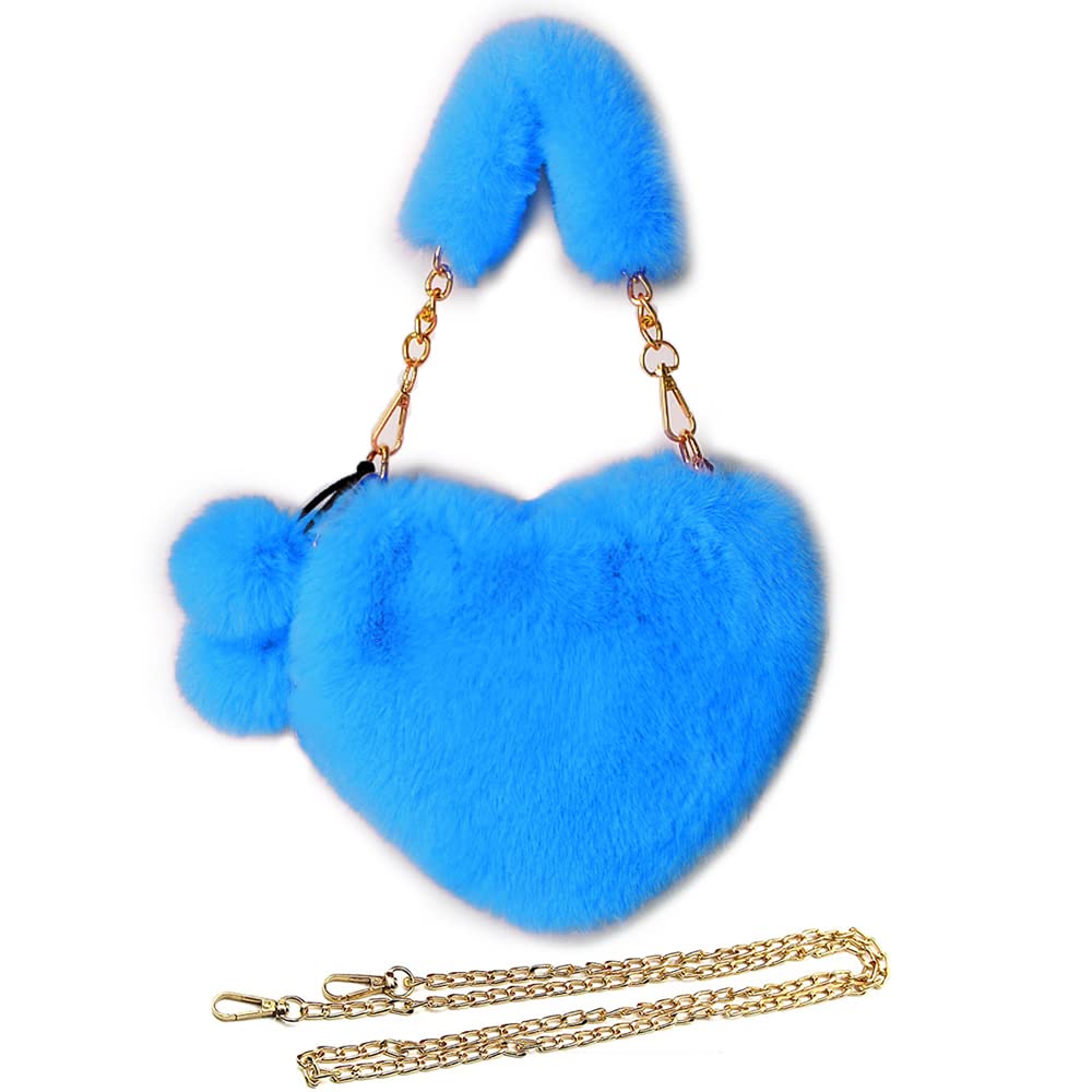 Rejolly Fluffy Faux Fur Heart Shaped Handbag for Women & Girls - Soft Small Shoulder Bag Clutch Purse - Perfect for Date Night, Parties, and Everyday Use