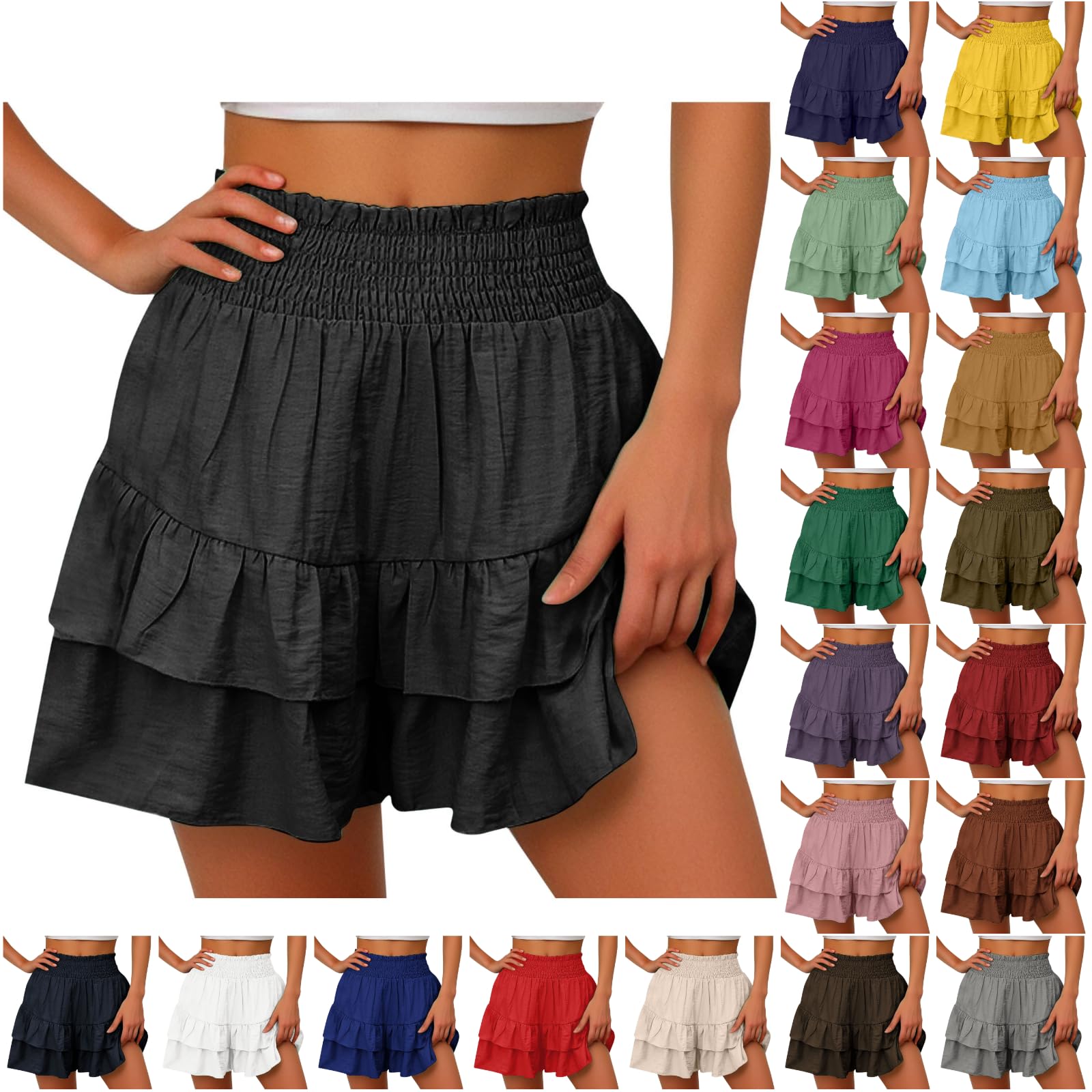 Women's High Waisted Stretchy Shorts - Summer Casual Y2K Wide Leg Pants for Beach & Outings