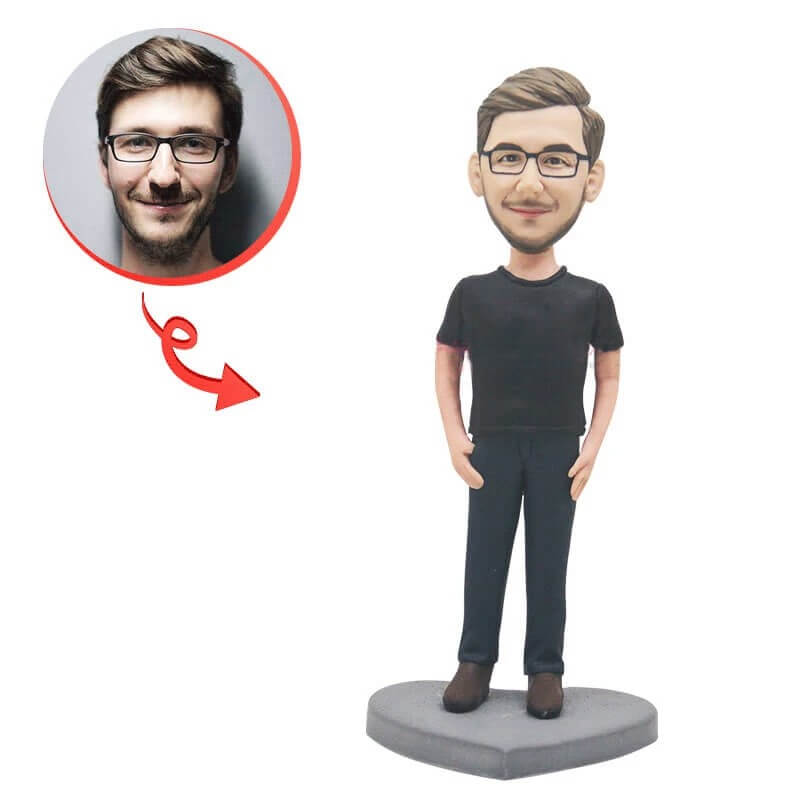 Custom Casual Male Bobblehead - Personalized Figurine Gift for Men - Perfect for Office Desk, Birthday Gifts & Home Decor