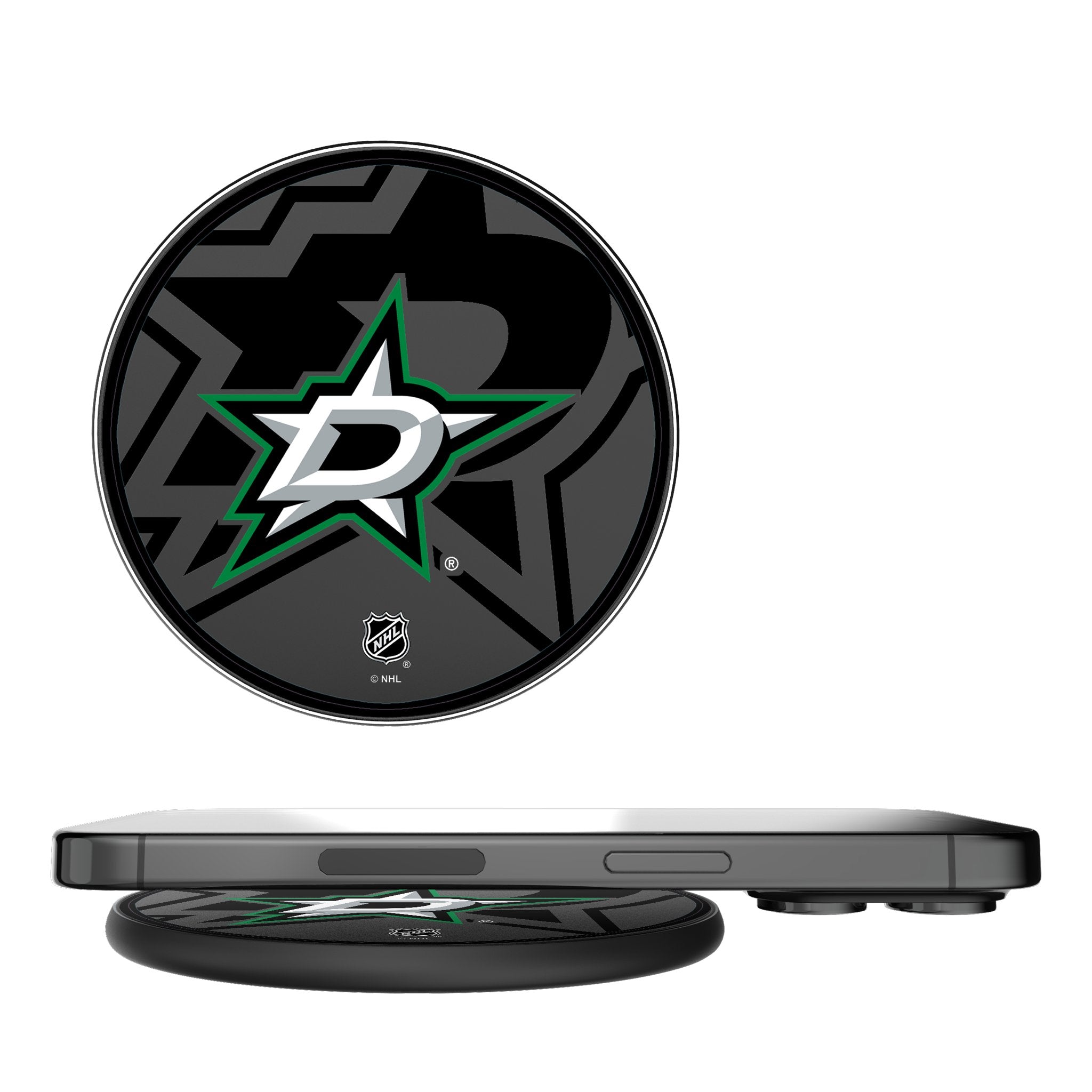 Dallas Stars Monocolor Tilt 15W Fast Wireless Charger - Perfect for Nightstands, Desks & Office Use