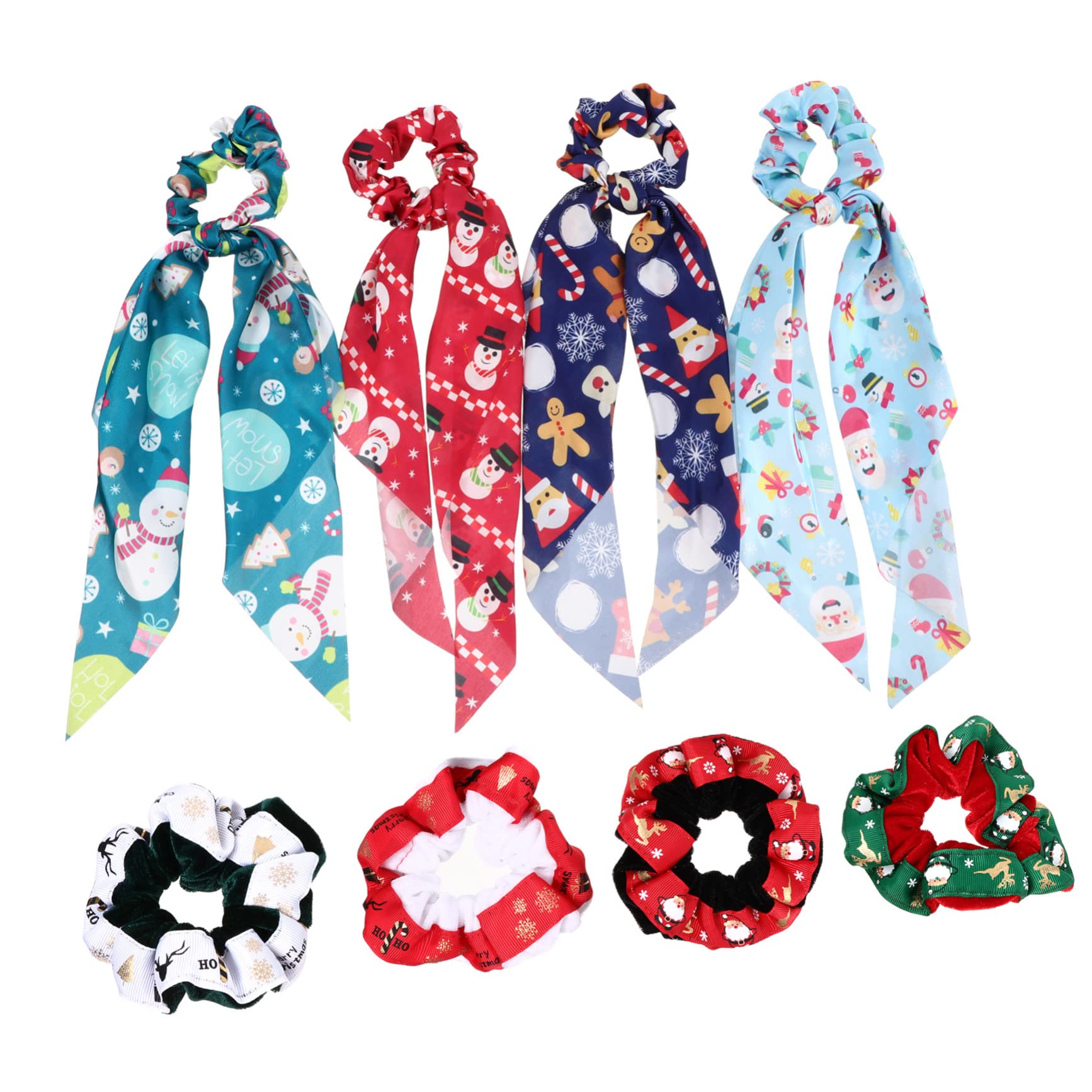 Beavorty 8-Pack Christmas Hair Ties & Scrunchies for Women & Girls - Festive Hair Bands, Hair Rings & Hair Accessories - Perfect for Holiday Parties, Gifts & Everyday Wear