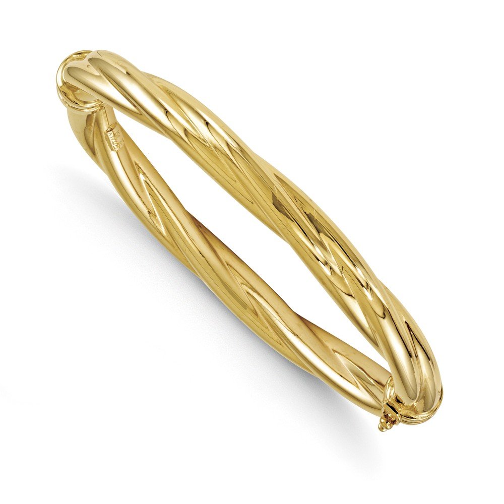 14k Yellow Gold Twisted Bangle Bracelet for Women - Elegant & Durable