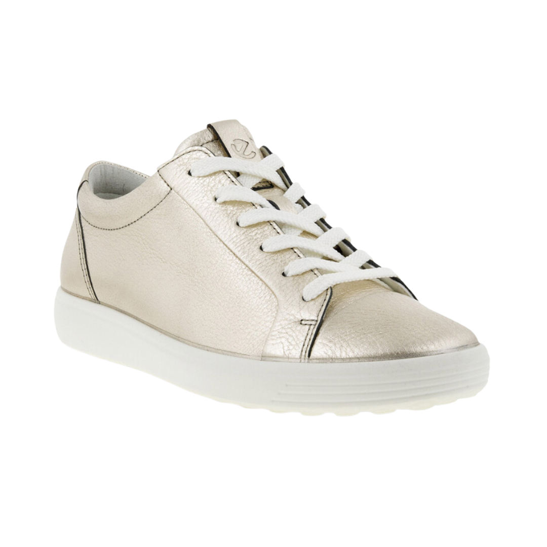Women's Soft 7 Sneakers - Pure White & Gold Comfortable Walking Shoes for Casual Wear, Work & Everyday Fashion