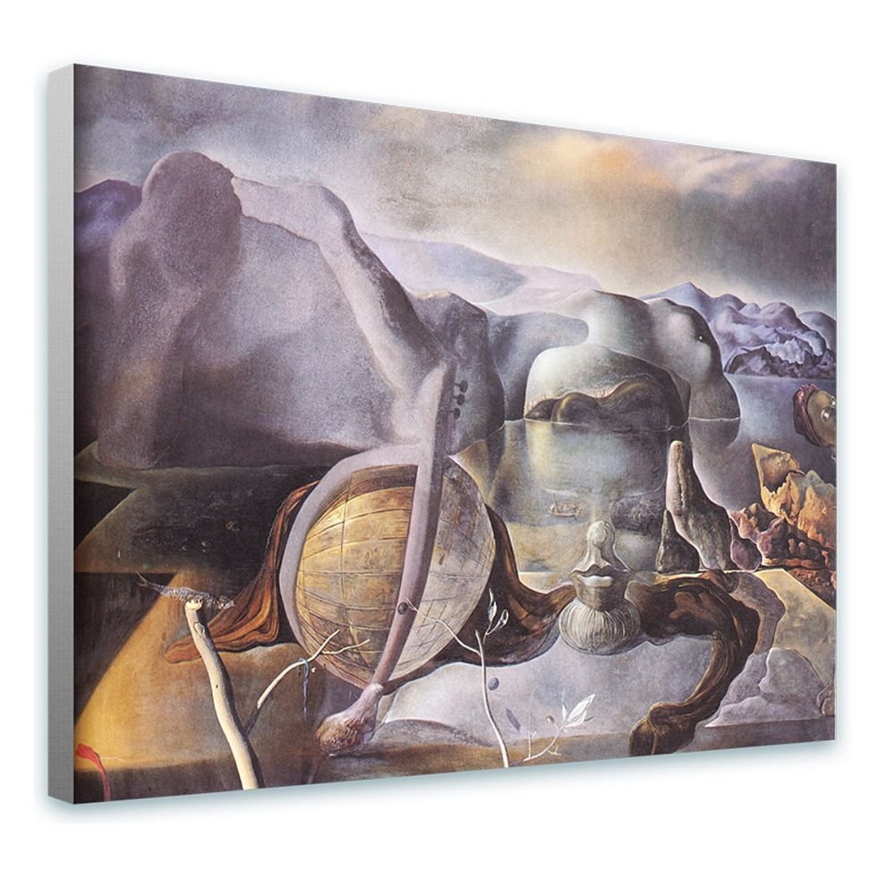 Salvador Dali The Endless Enigma Face Framed Canvas Wall Art - 16x12 Inches (41x30cm) - 100% Cotton Gallery Wrapped Ready to Hang - Modern Home Decor for Living Room, Bedroom & Office