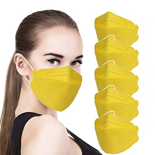 50Pcs Yellow KF94 Disposable 4-Layer Face Masks for Daily Protection