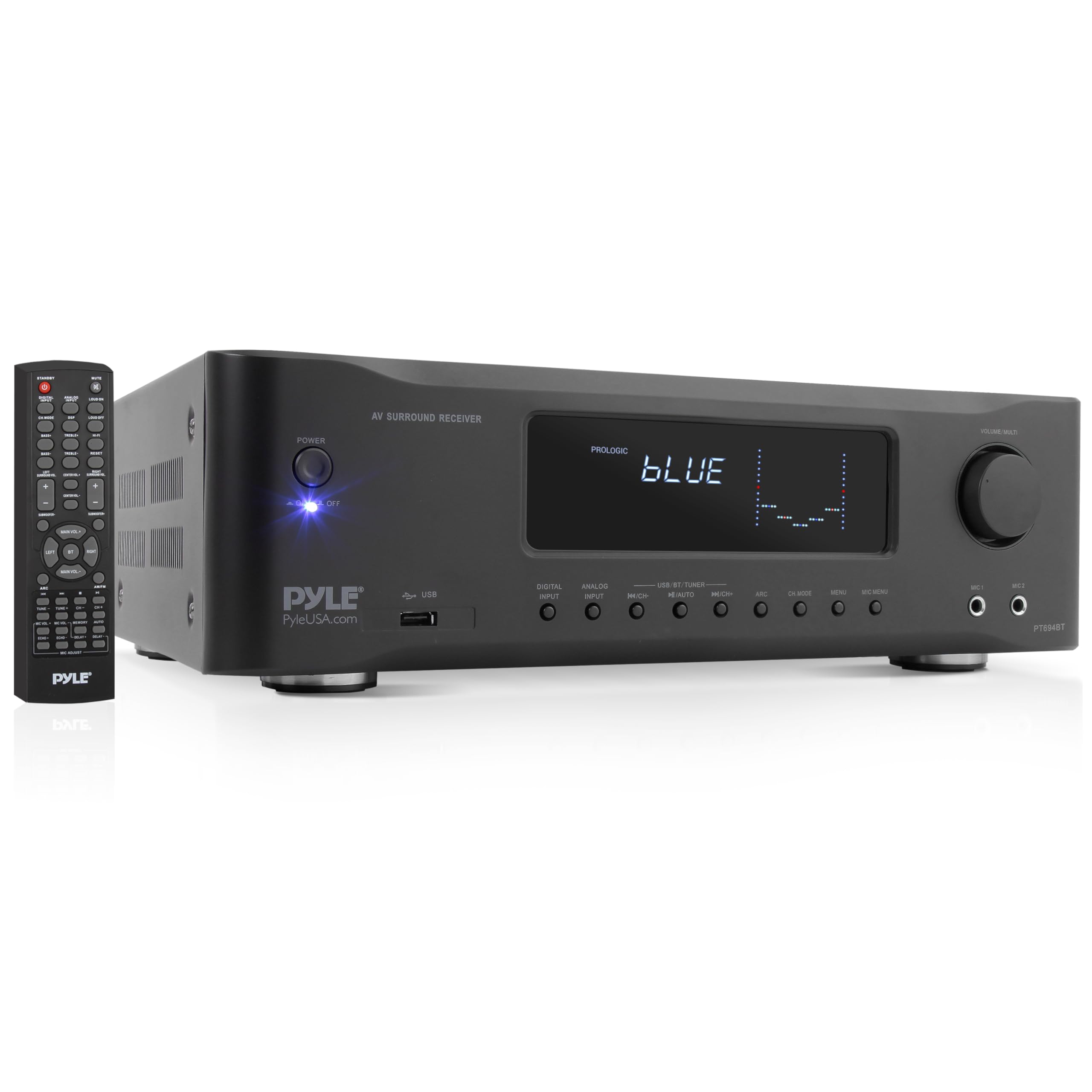 Pyle 5.2-Channel 1000W Bluetooth Stereo Amplifier - Hi-Fi Home Theater Receiver with Subwoofer, Wireless Streaming, USB, RCA, HDMI, 4K UHD Support | Perfect for Home Audio Systems, Movie Nights & Gaming Setups