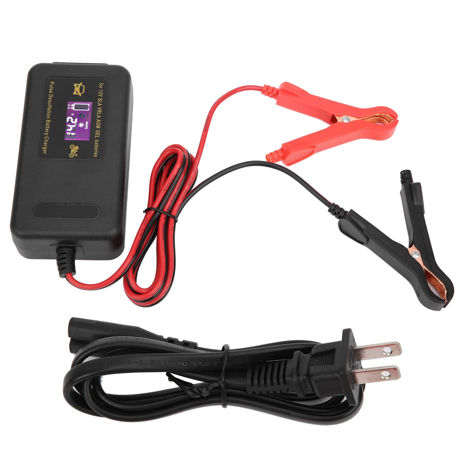 AQXreight 12V 4A Smart Car Battery Charger with Auto Repair - Universal 100-240V Input for Cars, Motorcycles, ATVs & More (US Plug) - Perfect for Winter Storage, Emergency Jump Starts & Regular Vehicle Maintenance