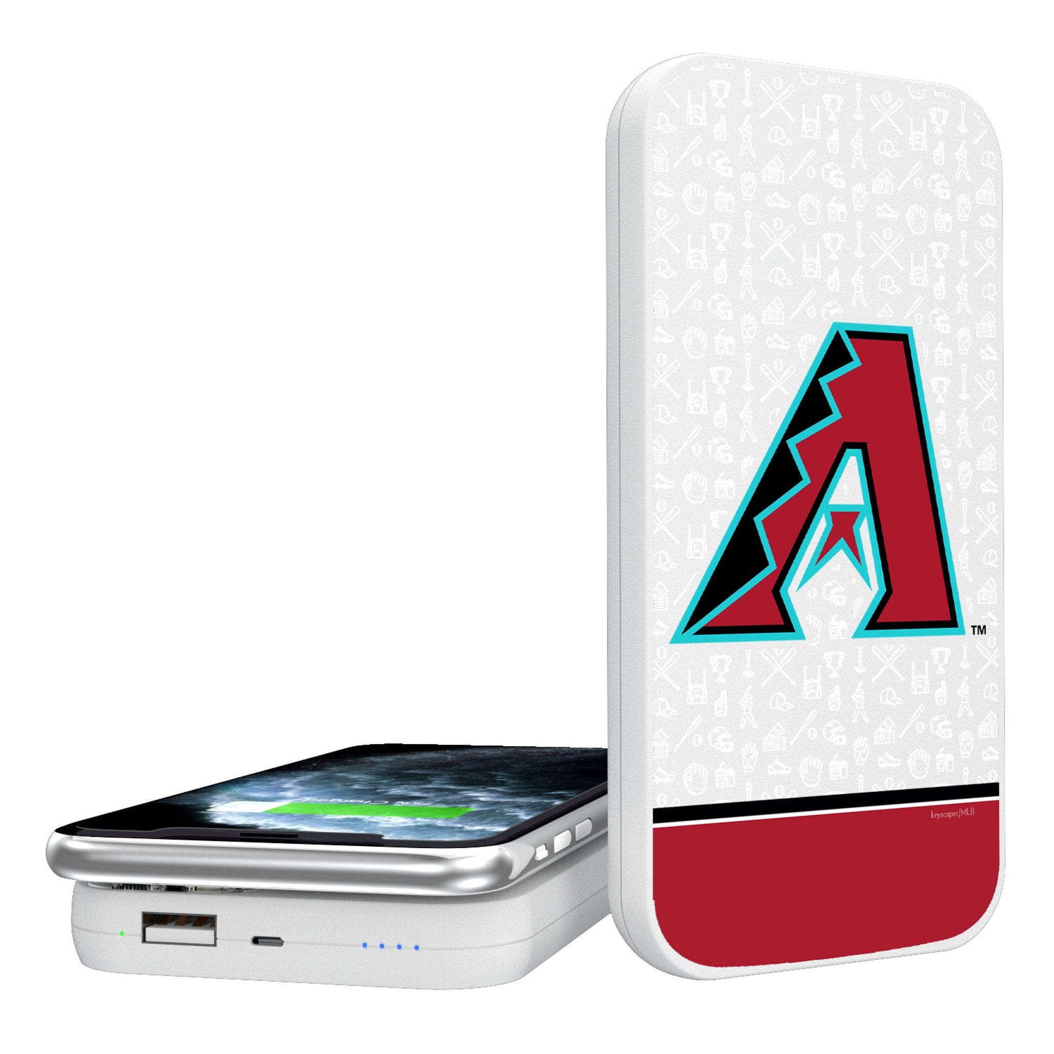 Arizona Diamondbacks 5000mAh Portable Wireless Charger with Team Logo - Fast Charging Power Bank for iPhone, Samsung & Android - Perfect for Baseball Games, Travel & On-the-Go Charging