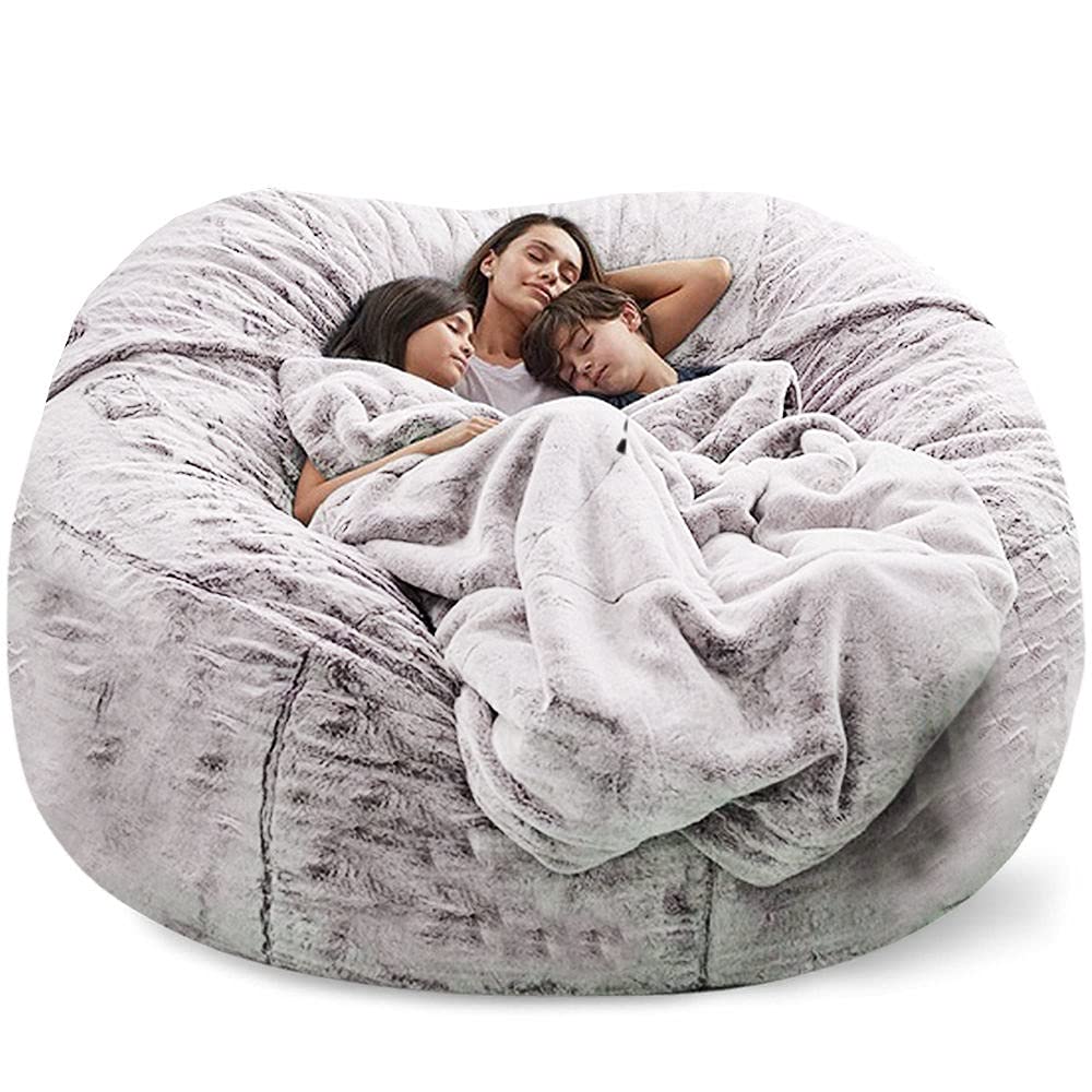 WXQY Extra Large Bean Bag Chair Cover - Washable & Removable Slipcover for Kids & Adults, No Filler Needed, Pink/Black with Zipper - Perfect for Living Room, Bedroom, Game Room & Stuffed Toy Storage