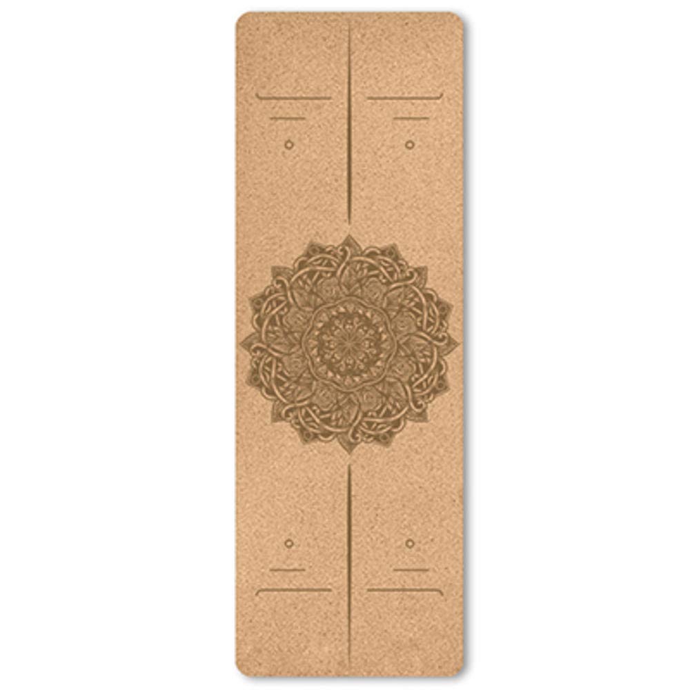 6mm Thick Cork TPE Yoga Mat - Non-Slip Printed Exercise Mat for Home Fitness, Pilates & Gymnastics (72