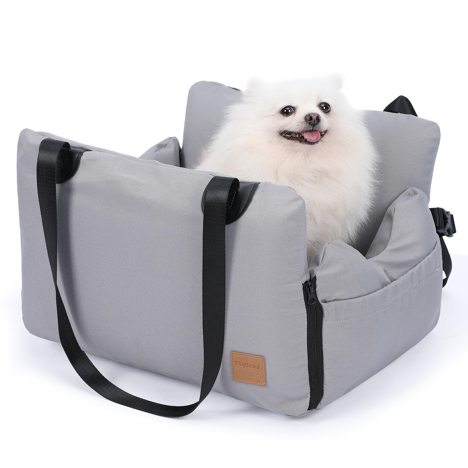 PETTOM Dog Car Seat for Small Dogs Under 25lbs - Portable Pet Booster Seat with Safety Leash, Storage Pockets & Washable Cover - Travel Carrier Bed for Small to Medium Dogs & Cats - Perfect for Road Trips, Vet Visits & Daily Commutes