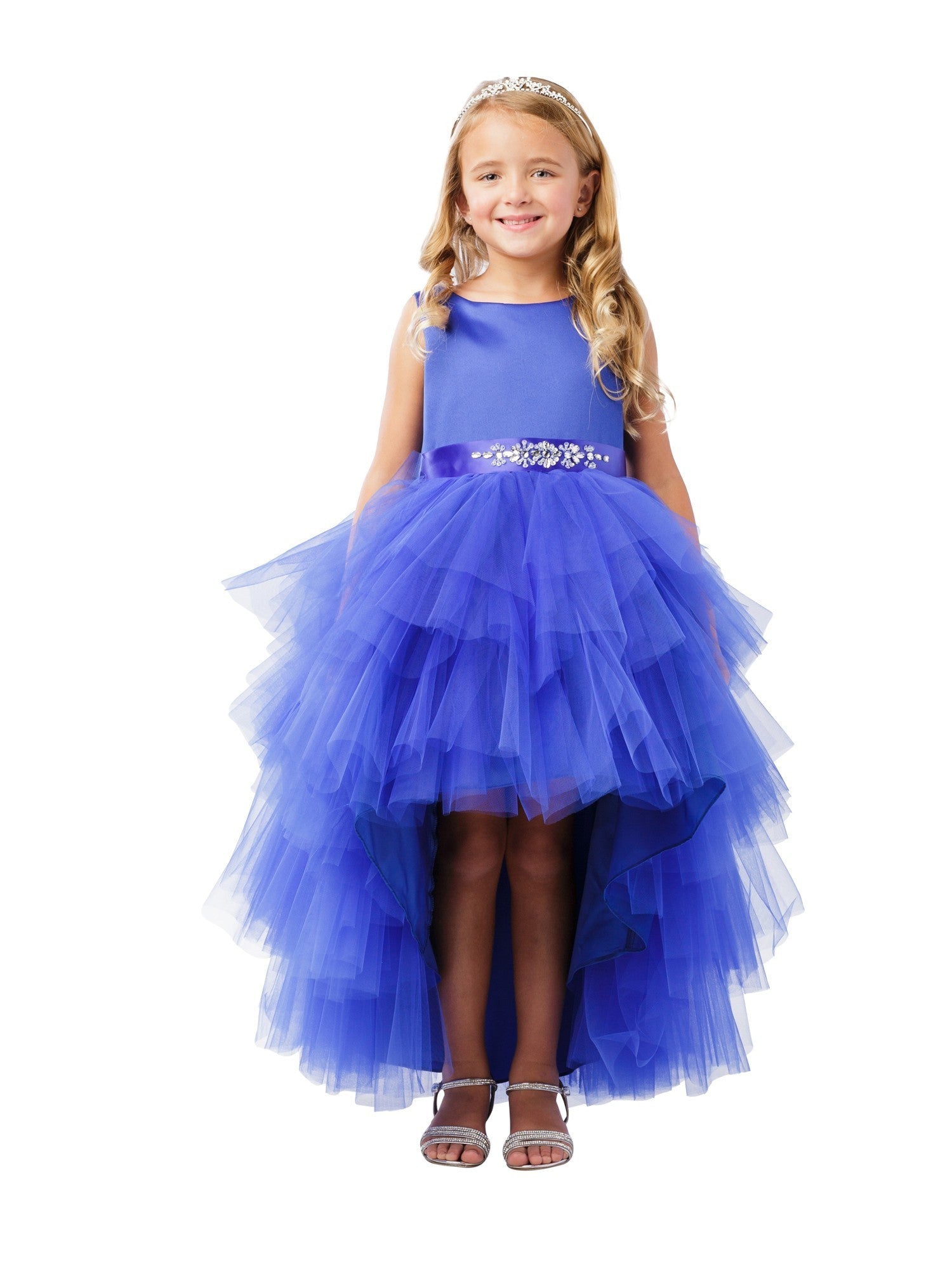 Royal Blue Hi-Lo Ruffle Tutu Dress for Big Girls - Junior Bridesmaid Dress Sizes 8-16 | Perfect for Weddings, Pageants, and Special Occasions