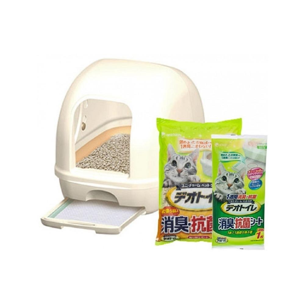 DeoToilet Hooded Cat Litter Box Starter Kit - Odor Control & Privacy for Indoor Cats - Perfect for Small Spaces & Multi-Cat Homes