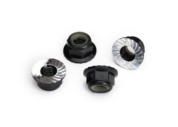 5mm Black Aluminum Flanged Nylon Locking Nut - Secure Fastener for Automotive, Machinery & DIY Projects