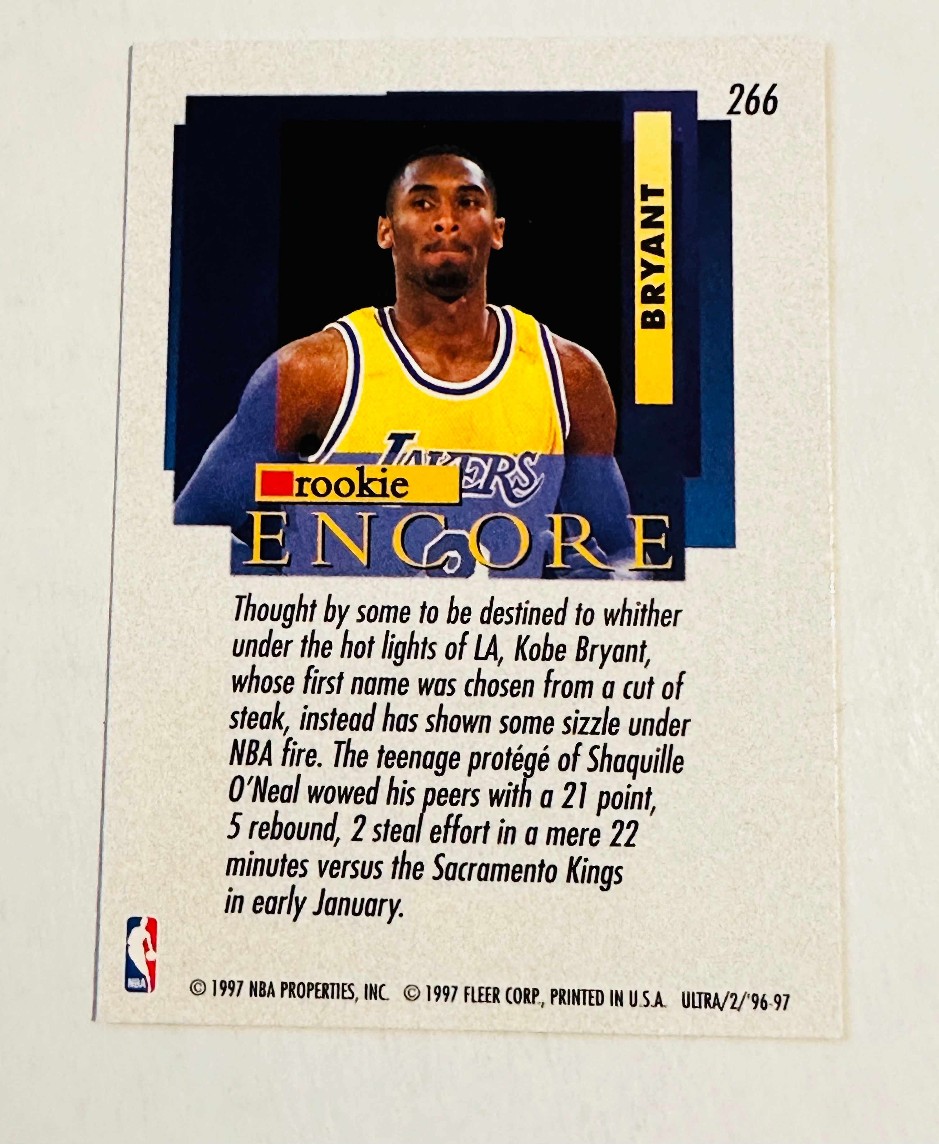 Kobe Bryant NBA Legend Fleer Ultra Encore Basketball Rookie Card - Perfect for Collectors, Sports Memorabilia Fans & Investment