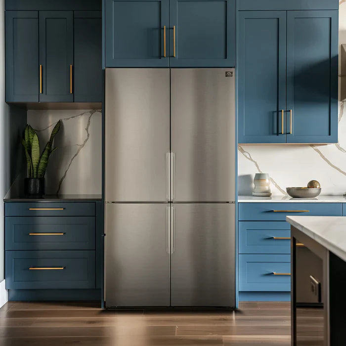 FORNO Guardia 46.8 Inch 21.6 cu.ft Stainless Steel Side by Side Refrigerator with Bottom Freezer - Model FFFFD1778 48S - Perfect for Modern Kitchens and Open Floor Plans