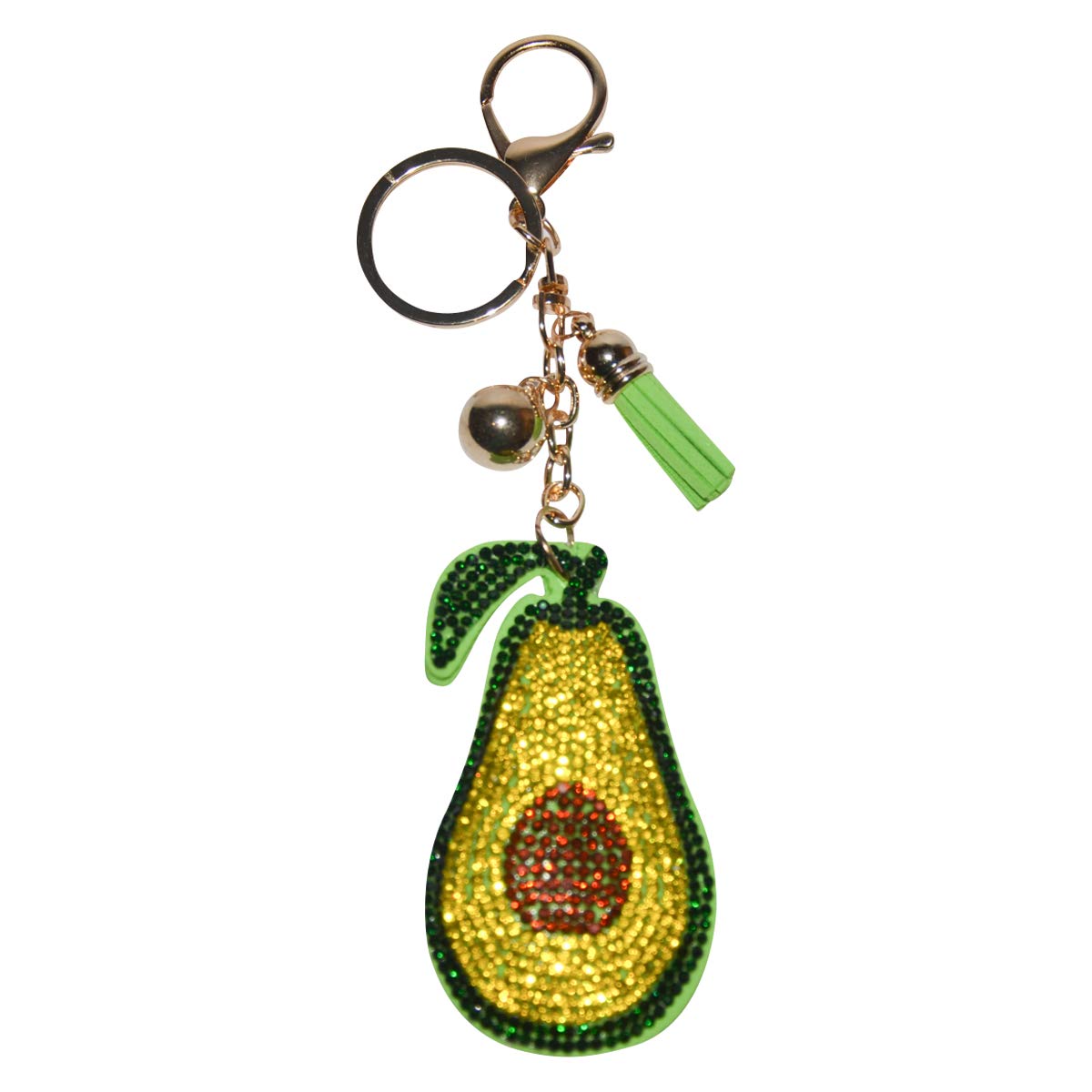Cute Avocado Keychain for Women & Girls - Bling Backpack Key Chain, Purse Charm & Key Fob Accessories - Perfect for Gifts, School, Travel & Everyday Use
