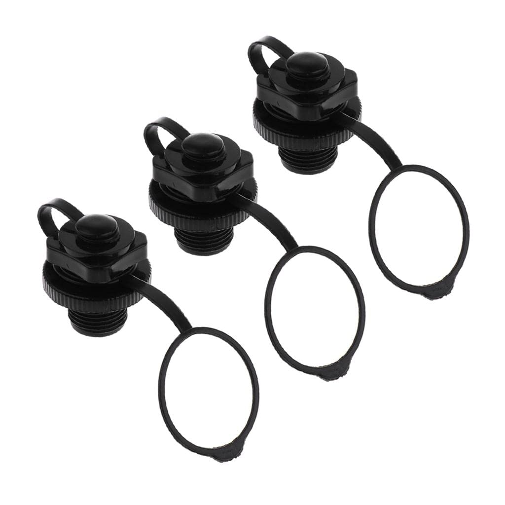 SM SunniMix 3Pcs Plastic Air Valve Caps - Screw-in Fishing Boat Accessories for Tire Inflation, Marine Use & Water Sports Equipment Protection