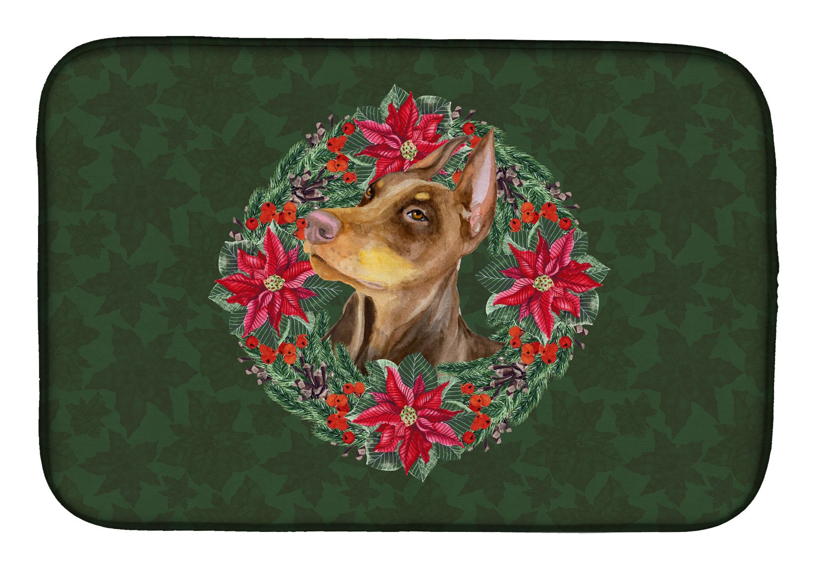 Doberman Pinscher Dish Drying Mat - Absorbent Kitchen Counter Mat for Dishes, 14x21