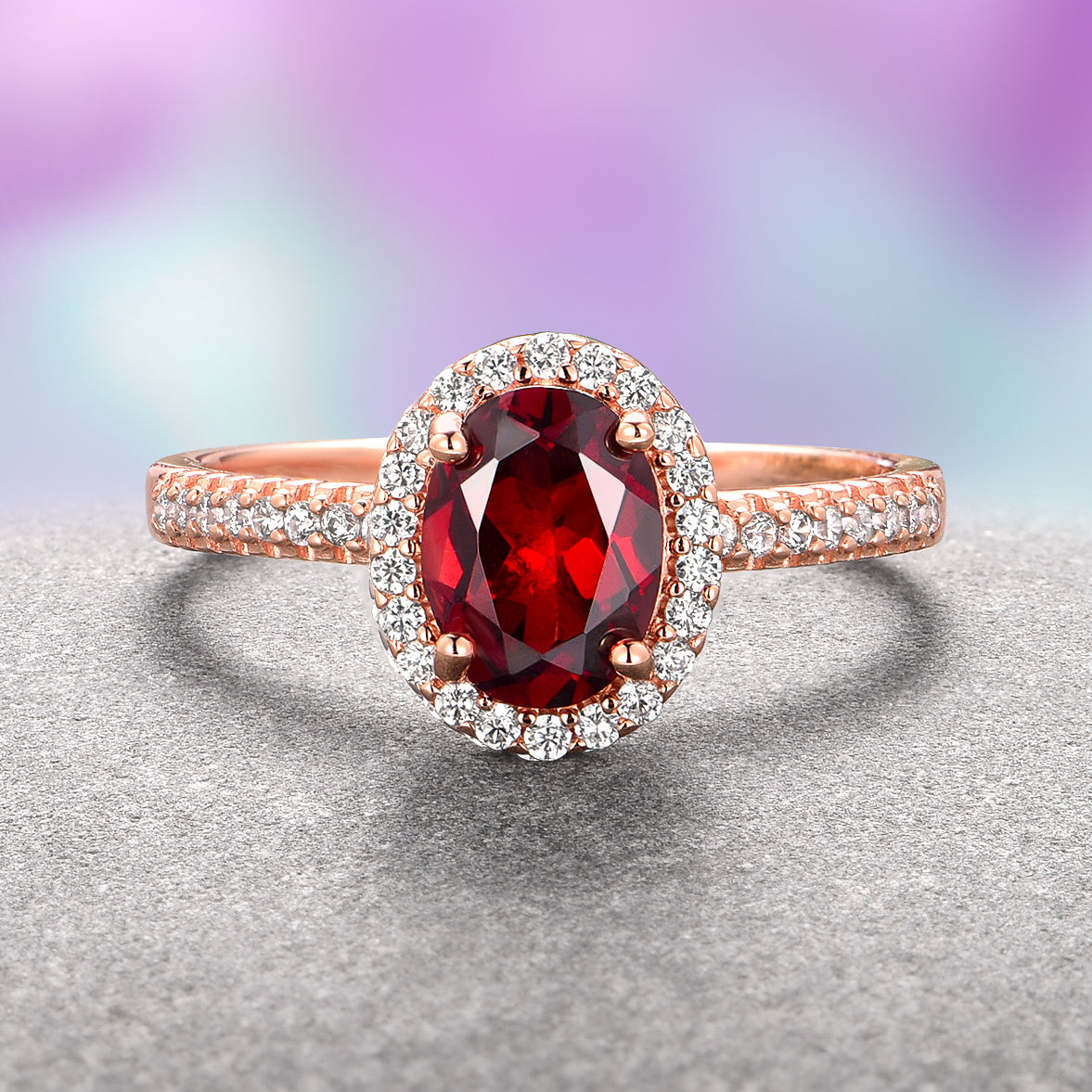 14K Rose Gold Vermeil Iris Red Garnet Ring for Women - Elegant Birthstone Jewelry Gift for Valentine's Day, Anniversary & Special Occasions