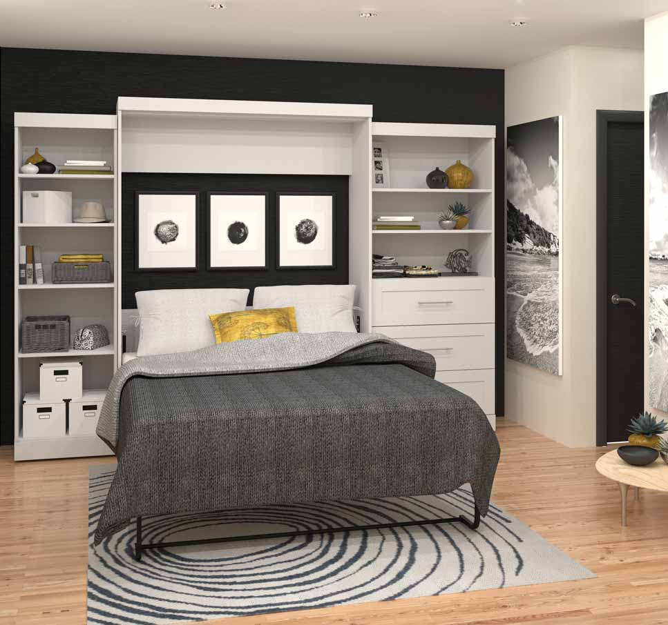 Pur Queen Murphy Pull Down Wall Bed with 2 Storage Drawers (126