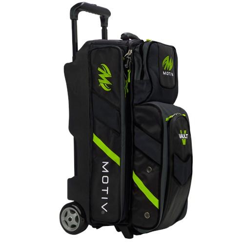 Motiv Vault Triple Roller Bowling Bag - Grey & Lime - Perfect for League Play, Tournaments & Travel