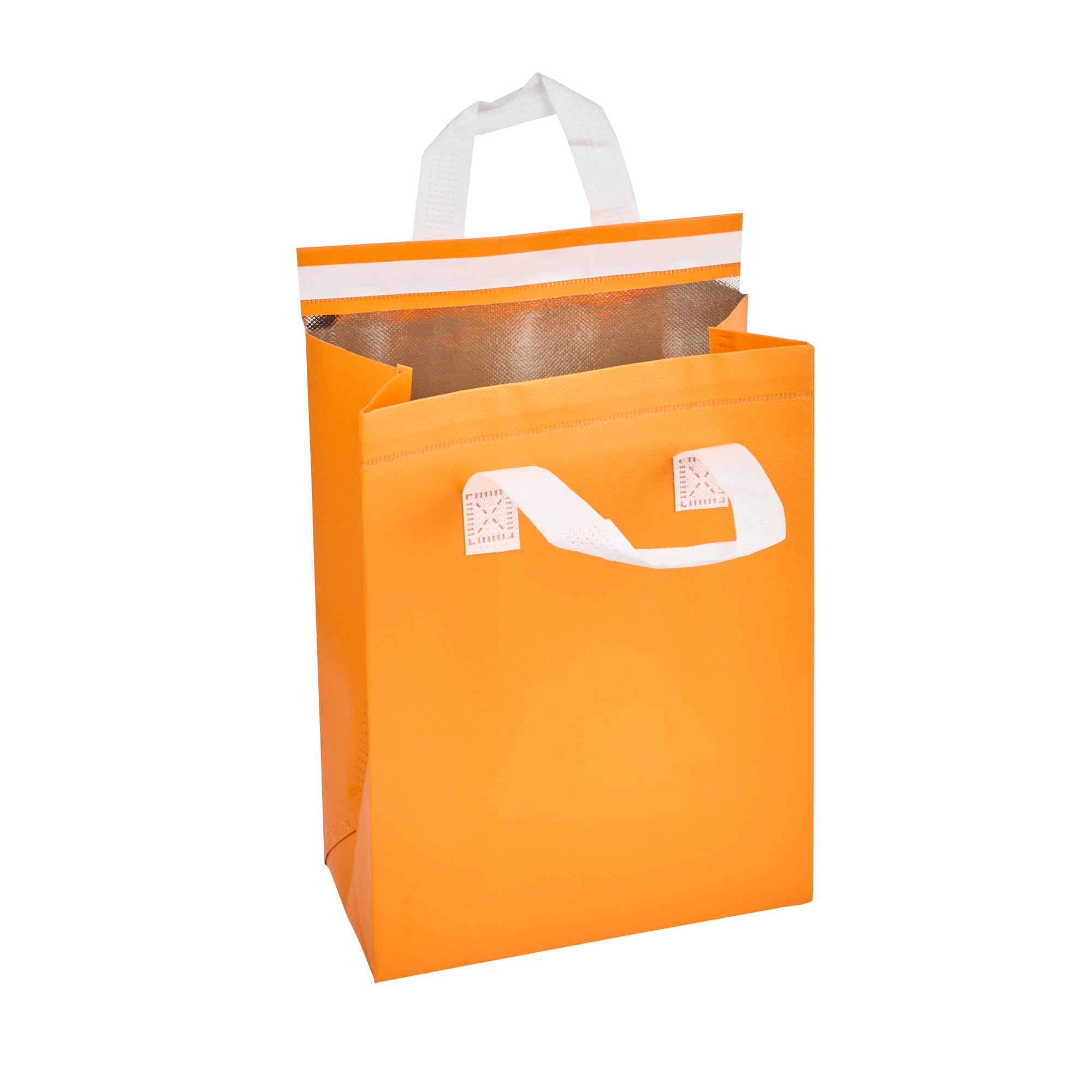 Orange Insulated Take Out Bags - Tamper Evident Food Delivery Bags (8.25
