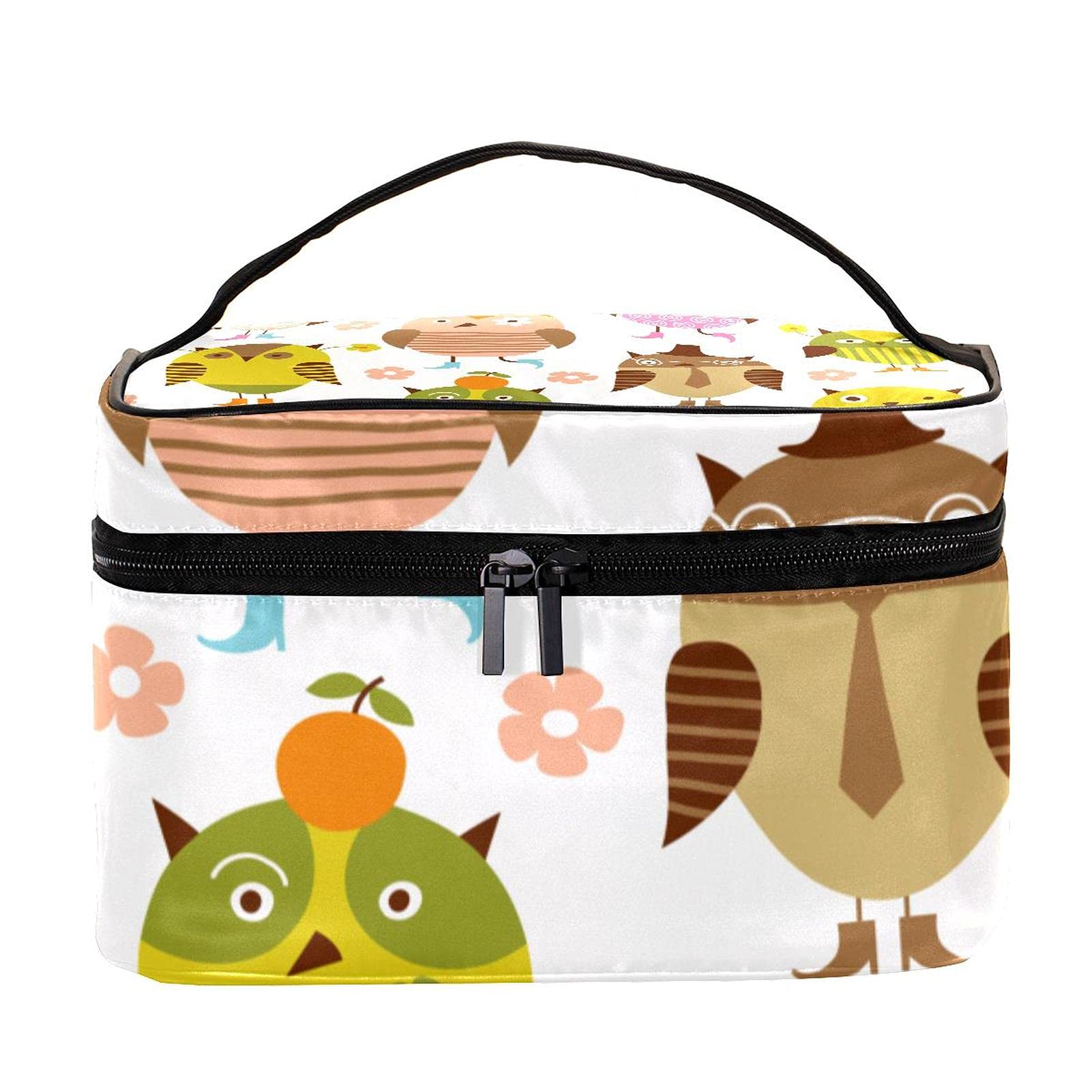Stylish Owl Floral Print Large Travel Makeup Bag - Waterproof Cosmetic Organizer with Zipper for Women & Girls | Perfect for Vacation, Gym, and Daily Essentials Storage