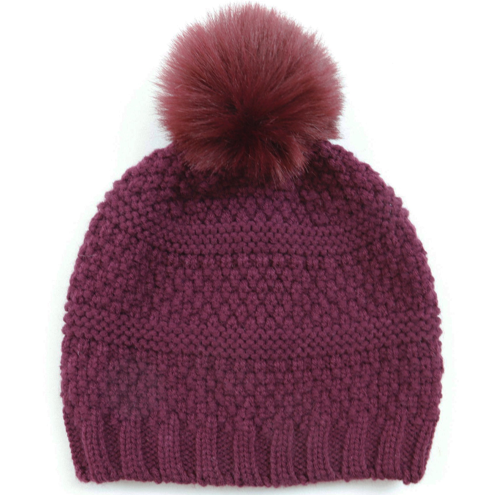Women's Chunky Knit Beanie with Faux Fur Pom - Soft Winter Hat for Cold Weather, Outdoor Activities & Casual Style