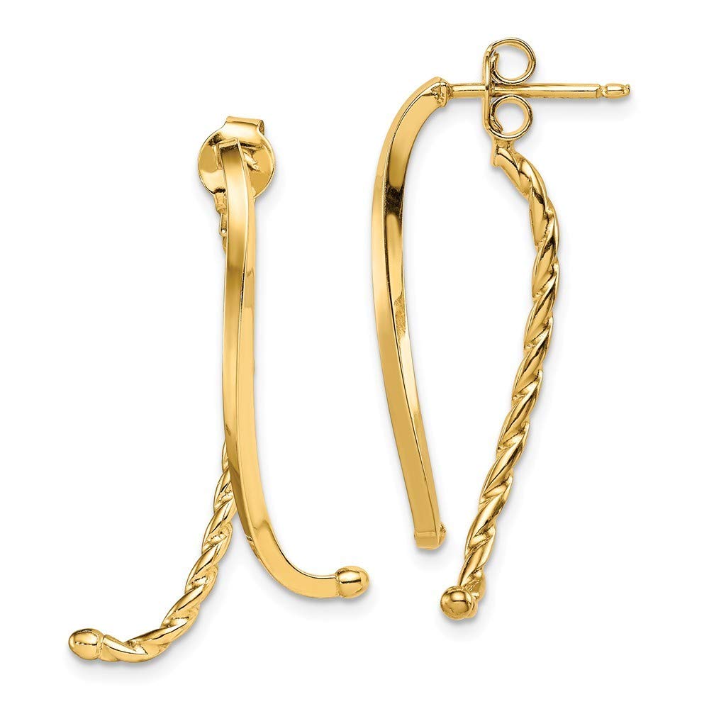 14K Gold Polished & Twisted Front & Back Post Earrings for Women | Hypoallergenic Luxury Jewelry Gift | Perfect for Weddings, Parties & Everyday Wear