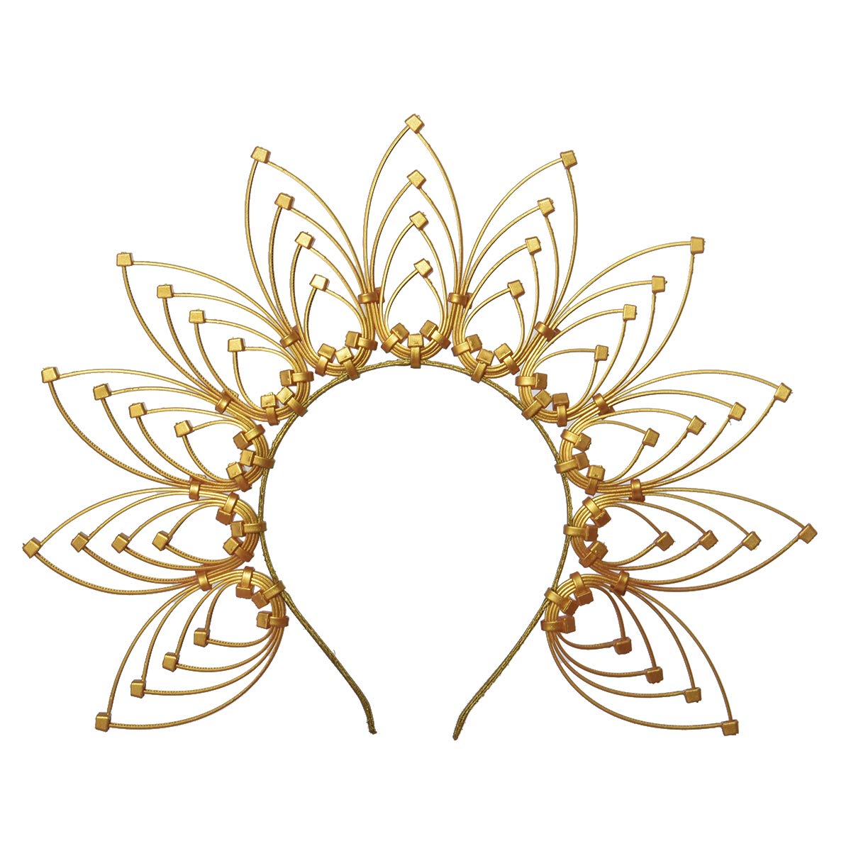 BPURB Gothic Crown Halo Headband - Sunburst Feather Hair Accessory with Zip Tie, Gold Halo Headpiece for Women | Perfect for Cosplay, Renaissance Fairs, Halloween Costumes & Festival Outfits