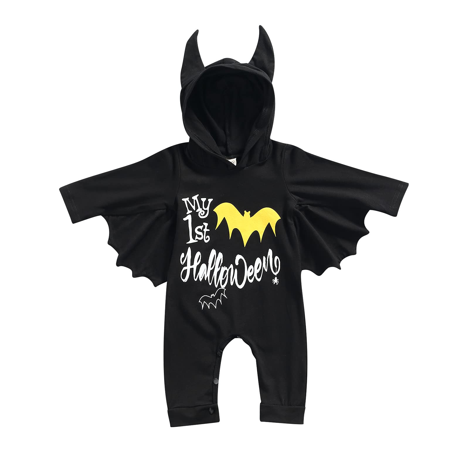 My 1st Halloween Baby Outfit - Cute Bat Pumpkin Skeleton Romper with Matching Hat for Newborn Boys & Girls | Perfect for Halloween Photoshoots & Trick-or-Treating