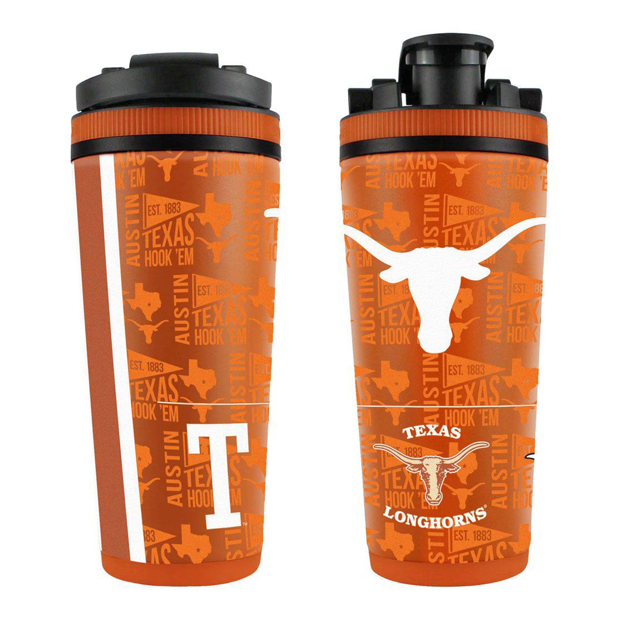 Official University of Texas 26oz Insulated Stainless Steel Water Bottle - Leakproof Sports Shaker Cup for Gym, Workouts & Campus Life