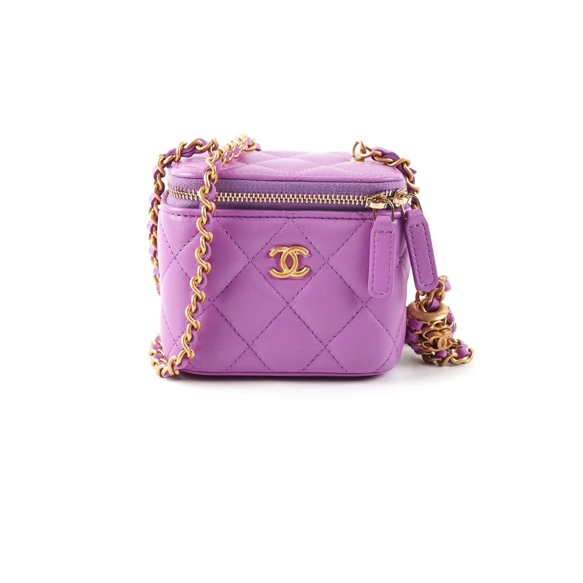 Chanel Pearl Crush Mini Vanity Case in Purple | Luxury Crossbody Bag for Women | Perfect for Parties, Date Nights & Special Occasions