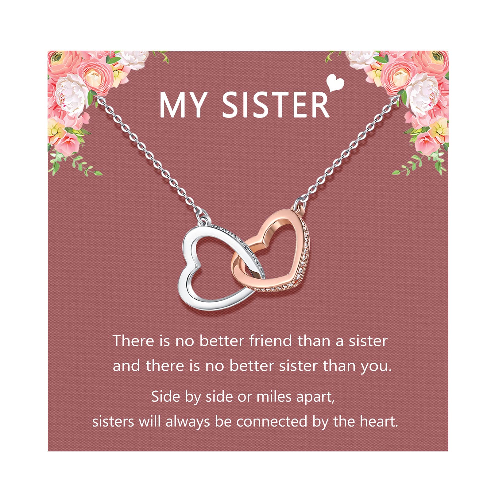 UNGENT THEM Silver Interlocking Heart Necklace for Women, Sisters & Best Friends - Elegant Teen Girl Gift for Birthday, Christmas & Special Occasions - Perfect for Anniversaries, Valentine's Day & Everyday Wear