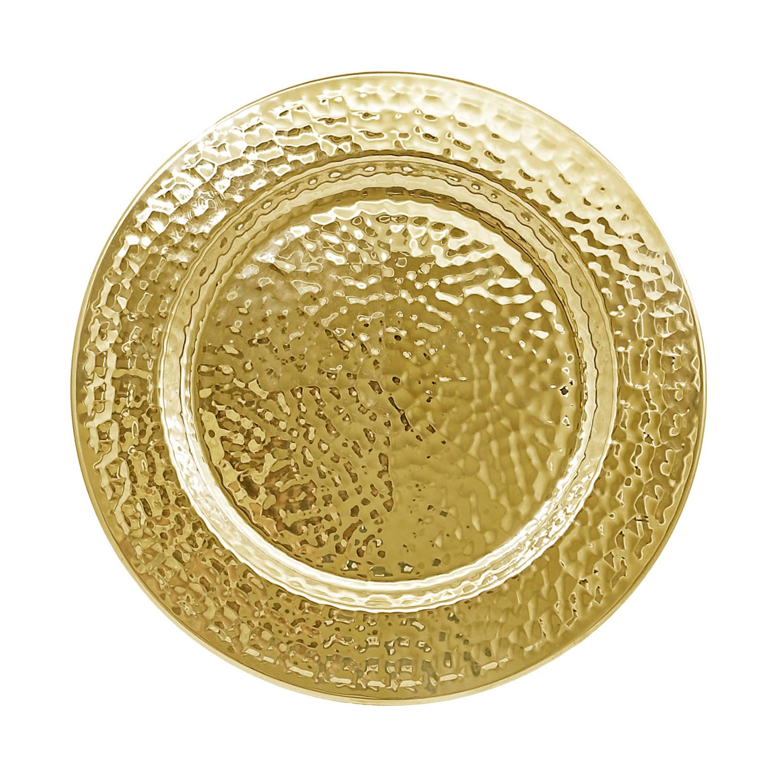 13-Inch Stainless Steel Hammered Charger Plates - Gold Dinner Plate Chargers Set of 6, Round Serving Plates for Weddings, Parties & Formal Dining - Elegant Tableware Decor