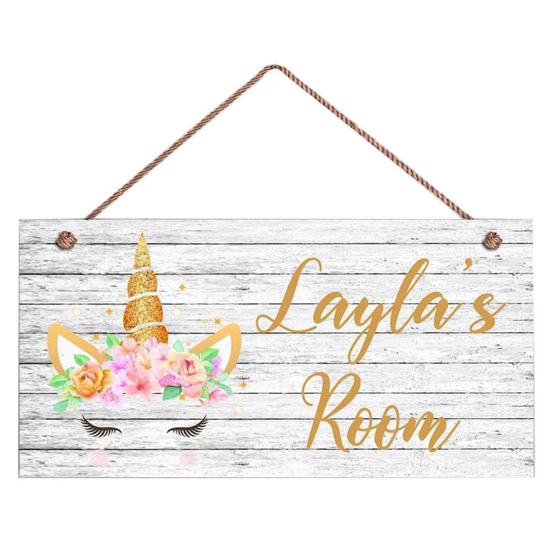 Personalized Unicorn and Princess Castle Wooden Wall Sign with Rainbow - Custom Nursery & Girls Bedroom Decor, Baby Room Door Plaque Gift for Birthdays & Baby Showers