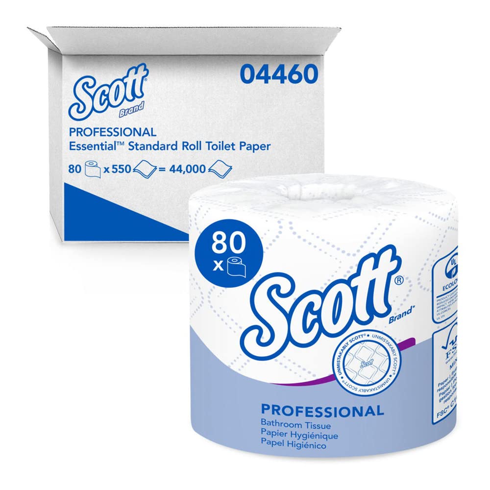Scott 2-Ply Standard Roll Bathroom Tissue, 44 Rolls - Soft & Strong Toilet Paper for Home & Office Use | Kimberly-Clark KCC04460 | Ideal for Everyday Comfort & Guest Bathrooms