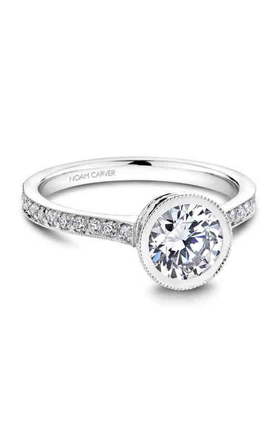 Noam Carver Bezel Engagement Ring B025 02A - Elegant Solitaire Diamond Ring for Women, 14K White Gold Wedding Band, Perfect for Proposals, Anniversaries & Bridal Jewelry Gifts