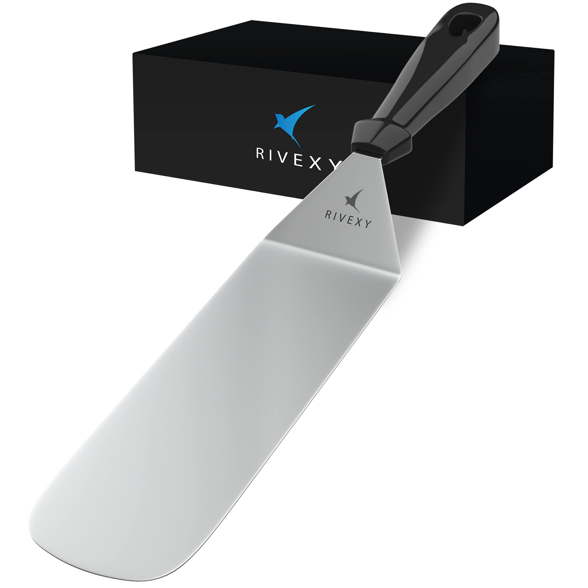 Premium Stainless Steel Spatula for Cast Iron Skillet – Heavy Duty Griddle Spatula for BBQ, Hibachi & Smash Burgers – Professional Restaurant & Kitchen Utensil – Ideal for Grilling, Flipping Pancakes & Cooking on Flat Top Griddles