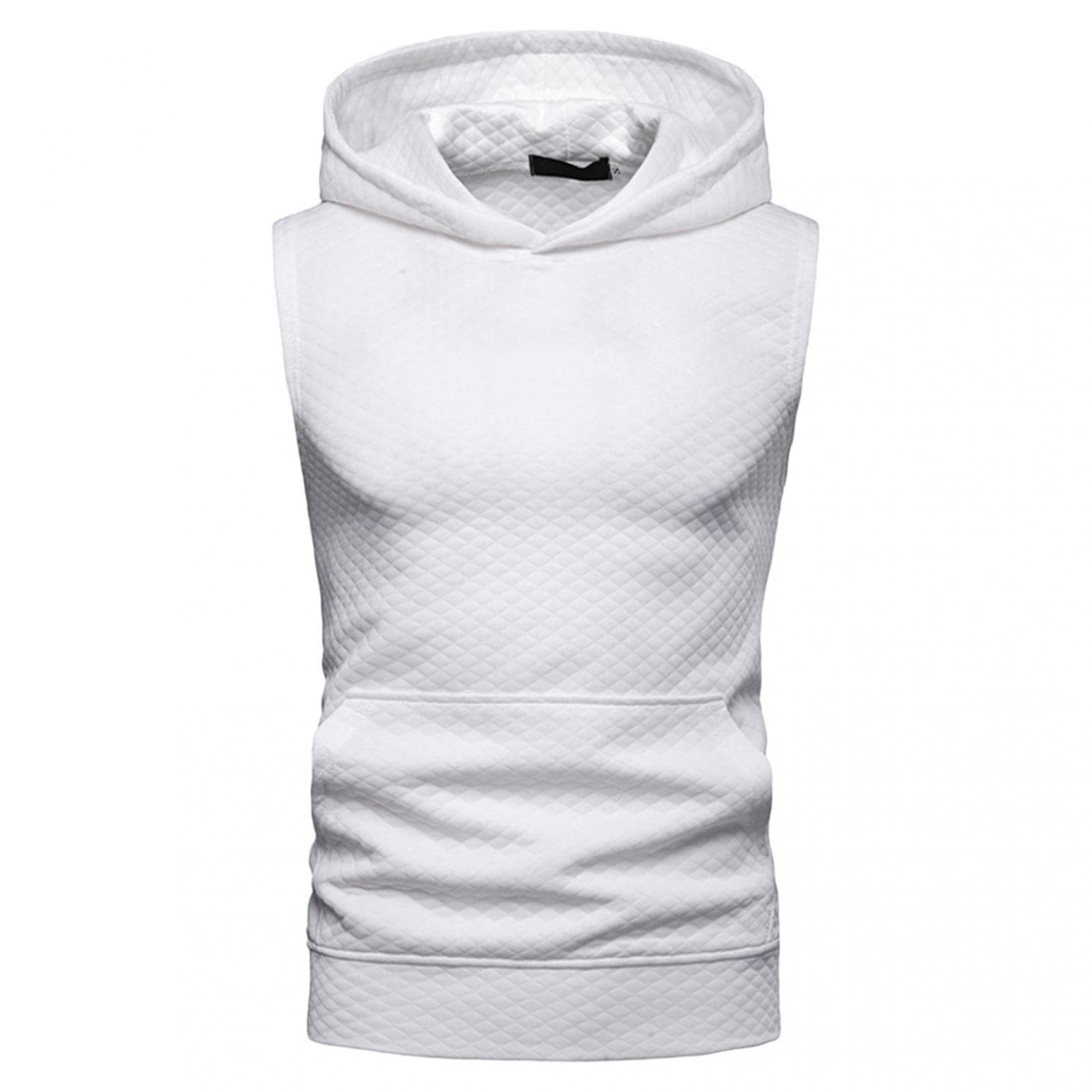 Big and Tall Men's Sleeveless Popover Hoodie - Gym Workout Tank Top for Bodybuilding & Athletic Performance | Breathable Waffle Tee for Training, Running & Fitness