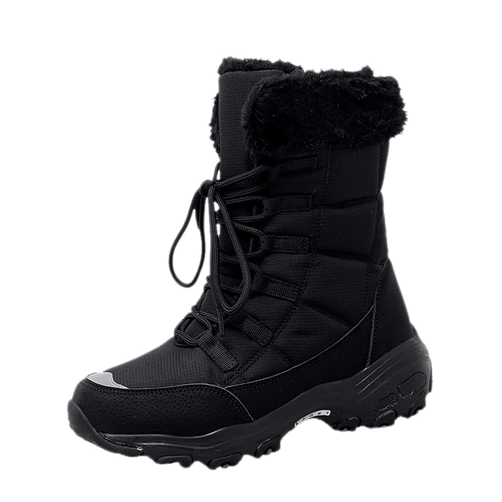 Appoi Women's Mid-Calf Winter Boots with Faux Fur - Lace Up Snow Boots for Outdoor Activities, Non-Slip Comfortable Sneakers for Teen Girls - Perfect for Snowy Days, Hiking and Casual Wear