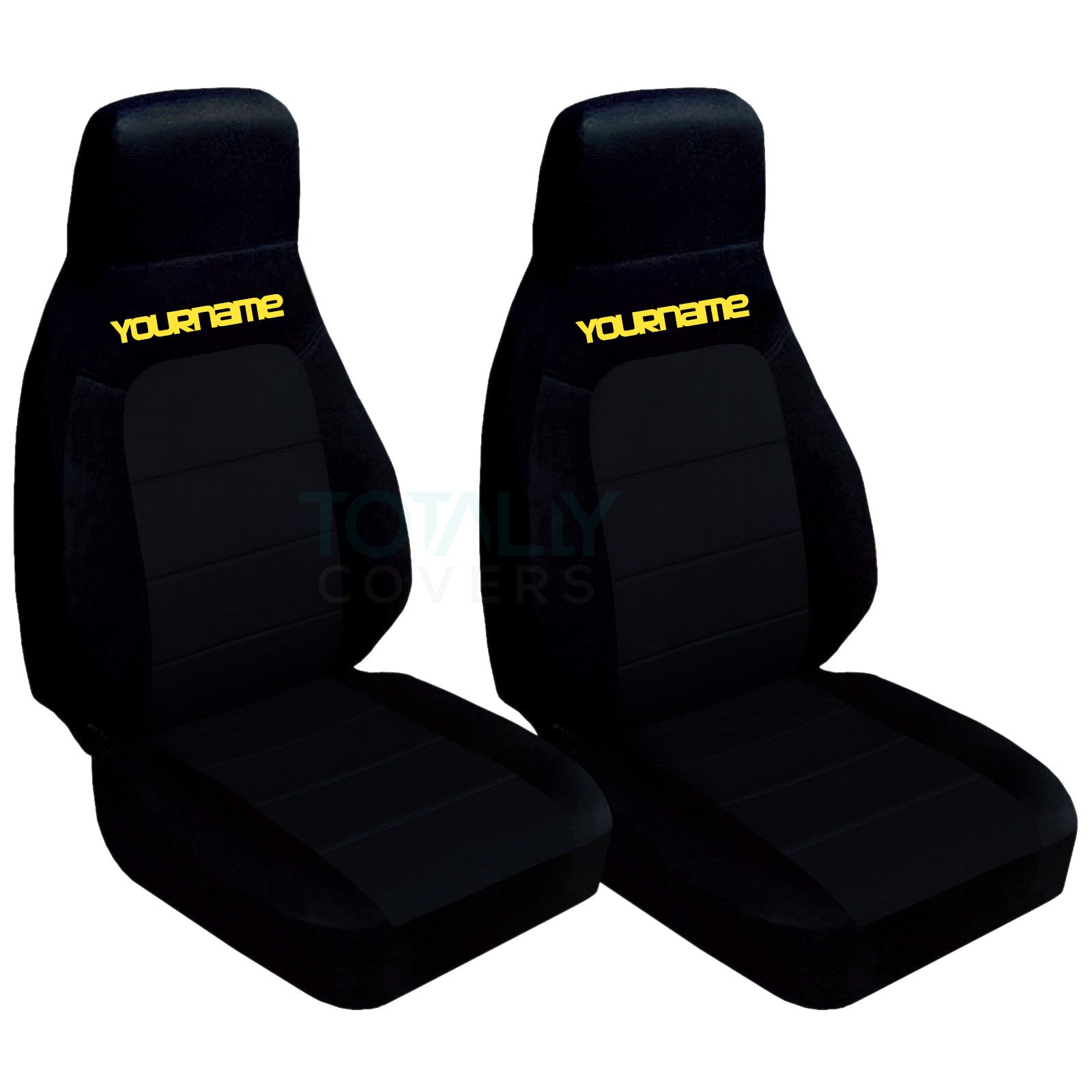 Custom Black & Yellow Seat Covers for 1990-2000 Mazda MX-5 Miata - 21 Color Options with Personalization (Name/Text) - Perfect for Car Enthusiasts & Road Trips